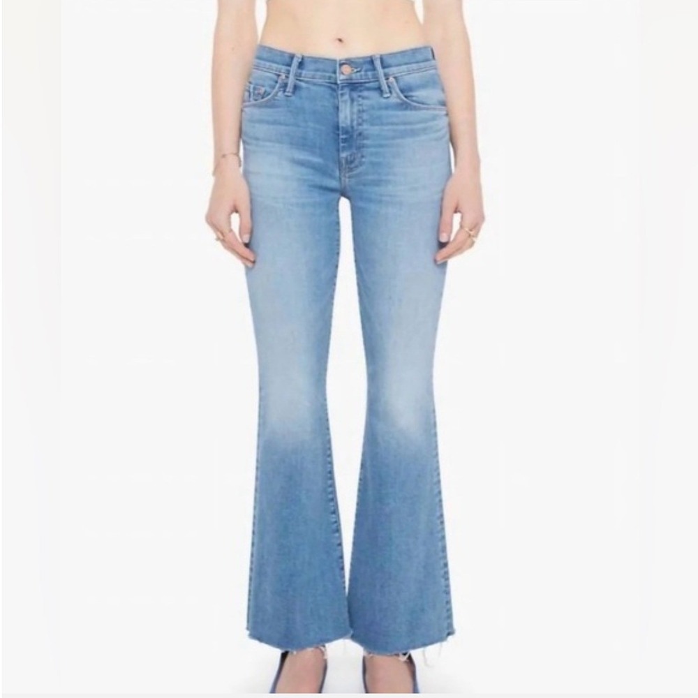 MOTHER The Weekender‎ Fray California Cruiser Flare Jeans Light Wash 30